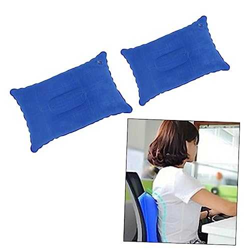 DECORNIJIA 2pcs Portable Inflation Cushion Sky Blue PVC Flocking Inflatable Neck Pillows for Camping Hiking Travel Ergonomic Design Compact Lightweight for Cervical Spine
