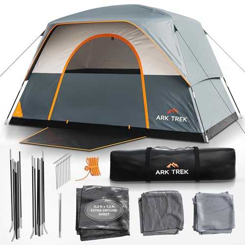 ArkTrek 6 Person Tents for Camping - Robust Family Camping Tent Cabin w Ground Sheet, Rainfly Cover, Powerport - Comfy Large Quick Setup Tent, Waterproof Pop up Camping Tent for Picnics Fishing Hiking