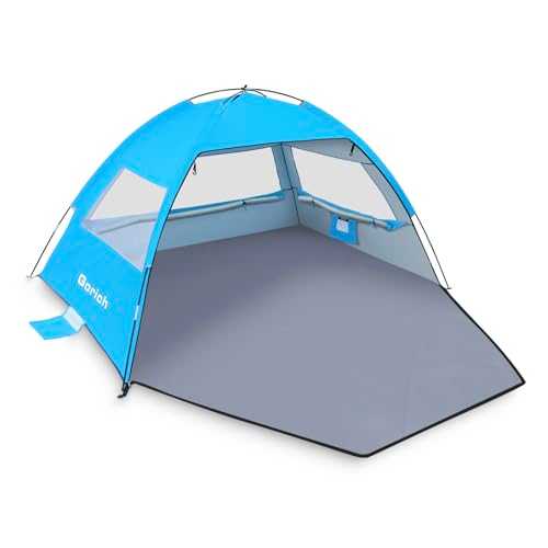 Gorich Beach Tent for 4 to 5 Person, Beach Sun Shelter Tent with UPF 50+ UV Protection, Lightweight & Easy Setup, Beach Shade Tent for Family, Beach, Fishing, Camping Outdoor (Sky blue, 4 Person)