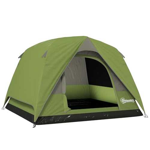Outsunny 3-4 Person Camping Tent, Easy Set Up Waterproof Dome Tent with Sewn-in Groundsheet, Mesh Windows, Pocket and Hook for Camping, Hiking, Backpacking