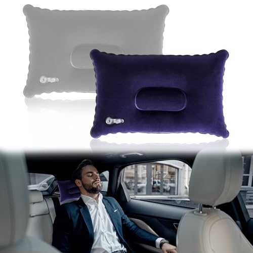 2PCS Inflatable Pillows Blow Up Pillow Christmas Travel Pillow Inflatable Neck Pillow Ultralight Soft Flocked Surface Camping Gift Pillow Portable for Sunbathing Neck Lumbar Support Hiking 32*22cm