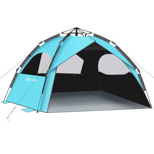 Glymnis Pop Up Beach Tent Large for 4-6 Person, Instant Pop Up Automatic Beach Tent UV Protection Sun Shelter Easy Setup for Family Picnic
