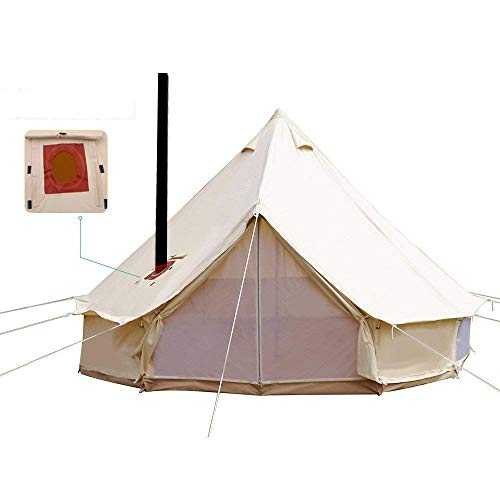 TentHome Luxury Bell Tent 4 Season Large Glamping Waterproof Cotton Tent Yurt Teepee with Roof Stove Jack Hole for Camping Hiking Christmas Party, Beige