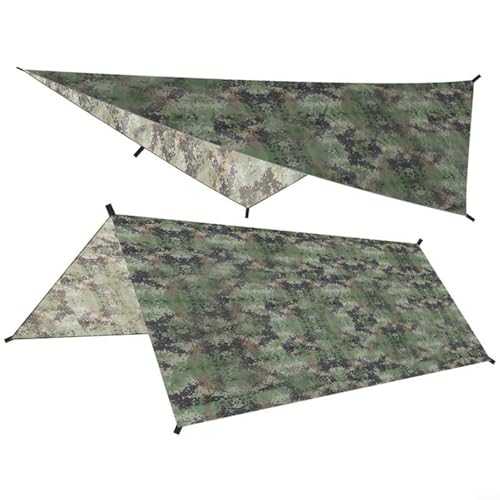 Multipurpose Camping Tarp, camping tarp,210T Polyester Waterproof Sun Shade Shelter for Outdoor Picnic Beach Backpack Tent ﻿(Camouflage)