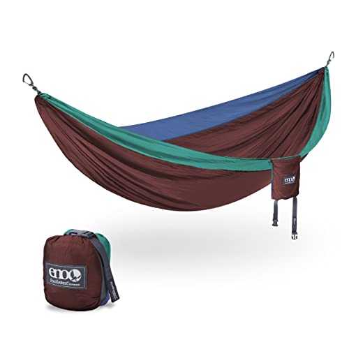 ENO, Eagles Nest Outfitters DoubleNest Lightweight Camping Hammock, 1 to 2 Person, Seaglass/Merlot/Denim