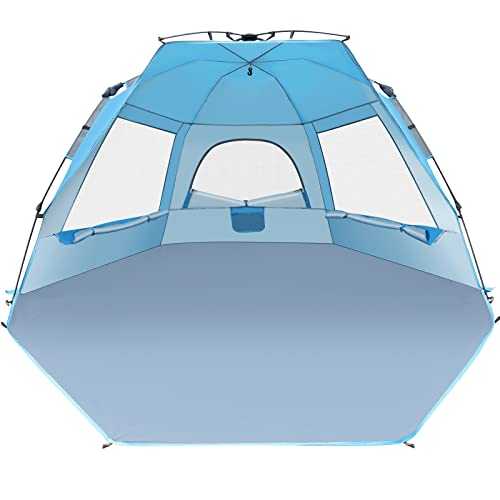 Glymnis Beach Tent 4-5 Person Large Pop Up Beach Tents for Adults, Automatic Instant Outdoor Beach Tent Portable UV Protection Beach Sun Shade Shelter, Easy Setup Beach Tent for Family Picnic