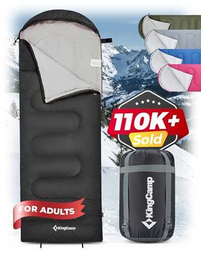 KingCamp Oasis 3 Season Warm Comfortable Lightweight Portable Hooded Sleeping Bag for Indoor Outdoor Camping Hiking