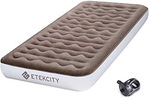 Etekcity Upgraded Camping Air Mattress, Queen Twin Airbed Height 9", Inflatable Bed Blow Up Mattress Raised Airbed with Rechargeable Pump, 2-Year Warranty, Storage Bag