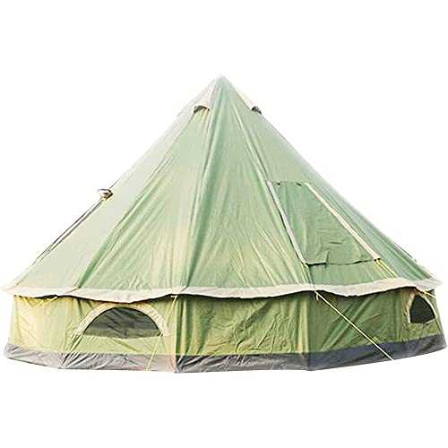 5-8 People 4M Waterproof Yurt Tent, Camping Pyramid Tent Round Canvas Bell Tent 210D Oxford India Family Tent Portable Privacy Tent for Camping Outdoor Hunting