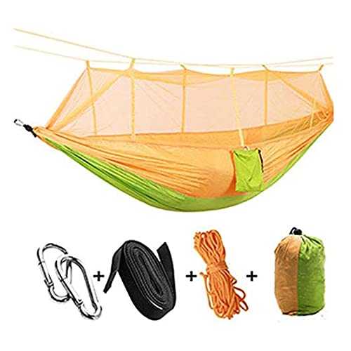Portable Portable Hammock 1-2 Person Camping Sleeping Bag Outdoor Camping Hammock with Mosquito Net Waterproof Hammock Tent Garden Patio Backyard
