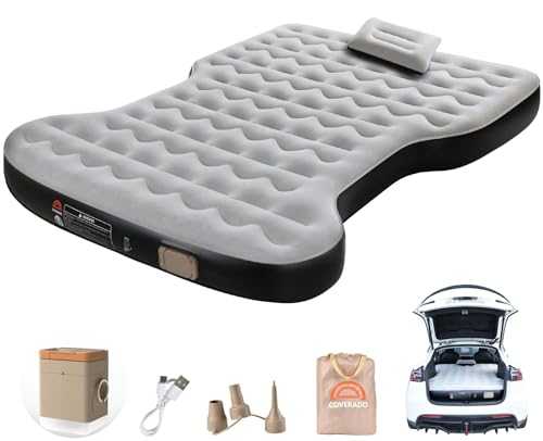 Coverado Car Air Mattress for Tesla Model Y, Self Inflating Car Sleeping Pad with Wireless Air Pump, 7" Thickened Tesla Model Y Mattress, Comfort Flocking Camping Bed, Model Y Accessories 2025-2021