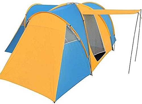 Portable Camping Tent 6-9 Person Tunnel Tent with 3 Sleeping Rooms and Sun Canopy Porch, Dome Tent with Carry Bag, for Outdoors Backpacking Hiking