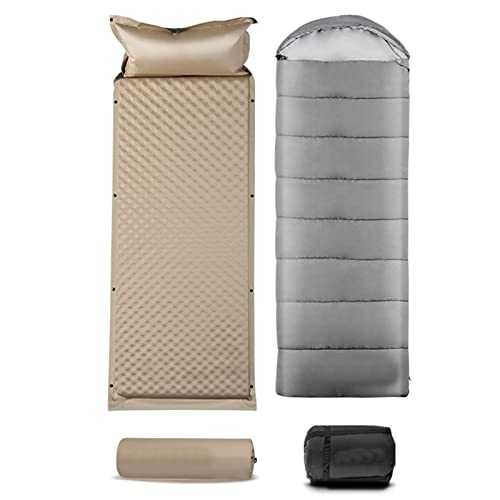 V&U Self Inflating Camping Sleeping Pad With Pillow,Ultralight Automatic Air Mattress,Portable Foldable Floor Mattress For Tent Backpacking Hiking Outdoor-Khaki Single