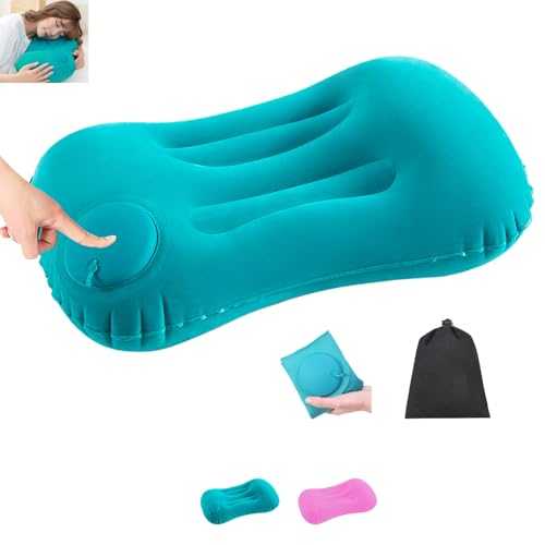 JYJLLM Compressible Compact Travel Inflatable Pillow，inflatable travel pillow， Pillow for Camping,Inflatable Camping Pillows for Adults Comfortable, Hiking, Beach, Fishing，office (blue)