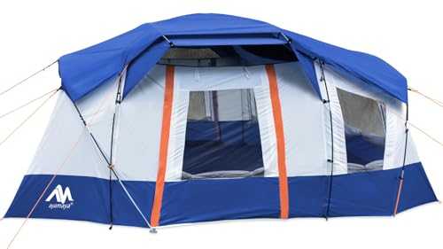 8 Person Tent for Camping, AYAMAYA Waterproof Multi Room Large Family Tents with Skylight & Removable Rainfly &4 Large Mesh Windows and Divided Curtain for Separated Room