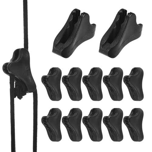 TIXIPEM Rope Tensioner Plastic [12PCS] - Guyline Cord Adjusters Use for Camping & Hiking & Picnic & Outdoor Activities- [Black-0.94IN] Tent Rope Adjuster