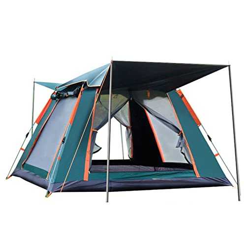 YANaafe Camping Tents, 5-6 Person Outdoor Automatic Quick Open Tent Waterproof Camping Tent Family Outdoor Instant Setup Tent With Carring Bag (Color : Green Vinyl, Size : 240 * 240 * 154cm)