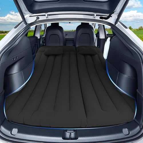 Car Air Mattress, Compatible with Tesla Model Y, Inflatable Bed Thickened Comfortable Durable, Flocking Surface Portable Air Bed for SUV MPV Trunk Road Trip Camping (Black)