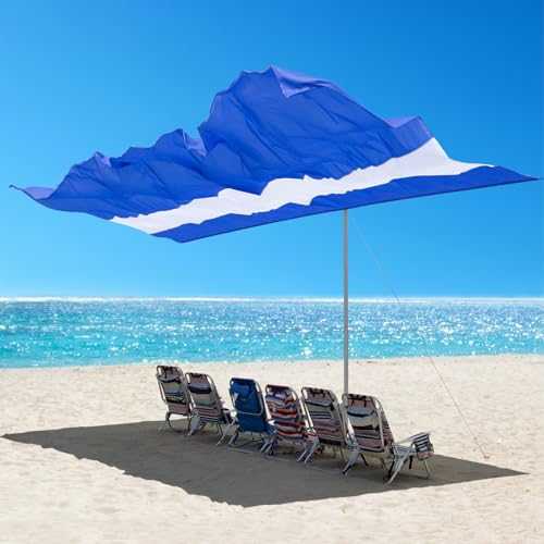 Portable Beach Shade for 6 People, Self-adjusts As The Wind Shifts, Foldable Beach Tent，Sun Shelters, Simple and Fast Sets up, Shelter for Outdoor Beach, Fights 20 Mph Winds.