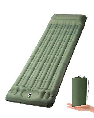 Rantizon 2025 Upgraded Self Inflating Camping Mat with Pillow Portable Ultralight Waterproof Self-Inflating Camping Mattress Inflatable Mattress 196 x 70 x 12cm for Hiking Backpacking Outdoor Travel