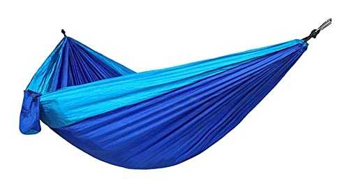 Hammock Camping Hammock for 2 Person, Portable Lightweight Quick-Drying Parachute Nylon with Premium Carabiners Outdoor Hammock (Color : Red) (Blue)