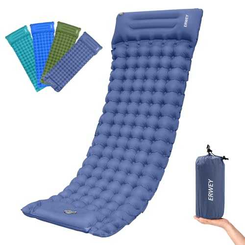 ERWEY Camping Sleeping Mat, Self-Inflating Outdoor Air Mattress, 200 x 70 cm, Foldable Sleeping Mat with Foot Pump, Ultralight Inflatable, Waterproof Inflatable Mattress for Camping, Hiking, Beach
