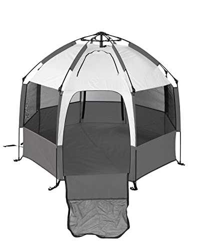 Swished Pop-up Tent - Metallic Grey | Beach Pop-up Tent; Sun Shelter & Waterproof | Pop-up Tent For Beach & Outdoor Adventures | Large Enough For 4 Adults - Zippered Door For Privacy - Pop-up & Relax