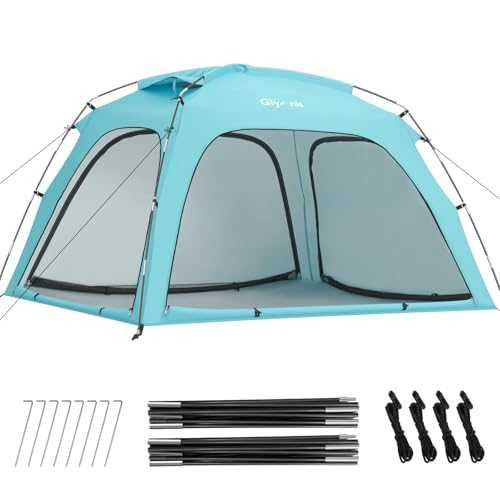 Beach Tent Large for 3-4 Person, Portable UV Protection Beach Sun Shelter for Adults, Lightweight Sun Shade Tent for Beach, Picnic, Fishing