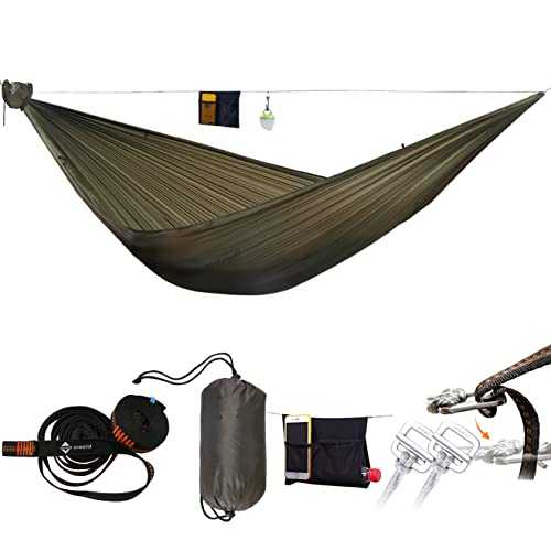 onewind 11’ Ultralight Backpacker Camping Hammock Single, Portable Compact Ridgeline Hammock-Perfect for Hiking, Camping,Travel (OD Green Single Layer, Single11ft)