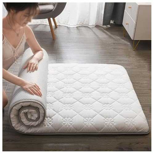 Futon Mattresses，Japanese Floor Mattress Foldable Mat Roll Up Futon Mattress Soft Fluffy Bed Mattress for Camping White 180x200cm