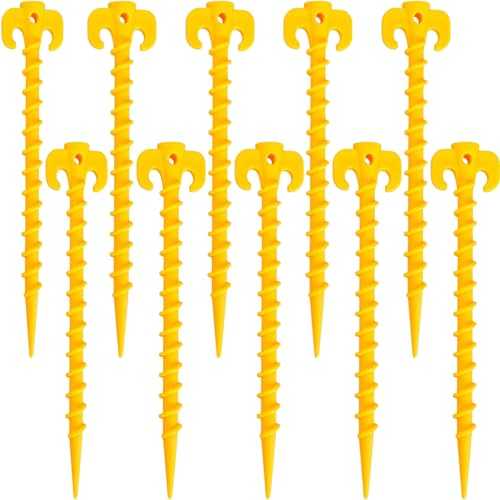 Hnjindong Screw in Tent Stakes Pegs Nails, 20Pcs Strong Plastic Tent Pegs for Camping Beach and Hiking, Larger Spiral Area Provides More Resistance