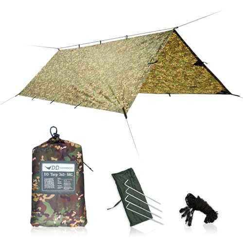 DD Hammocks - DD Tarp 3x3 - MC - Lightweight Camouflage Tarp Shelter for Hammock Camping & Solo Outdoor Adventure