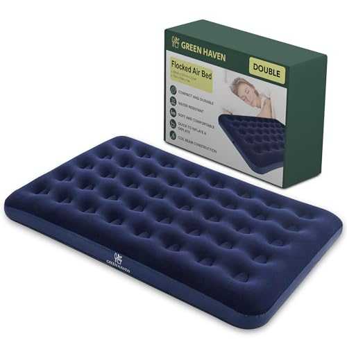 Green Haven Double Blow Up Airbed – Inflatable Waterproof Mattress for 2 – Comfortable Flocked Air Bed for Camping, Festivals & Guests – Lightweight & Easy to Store