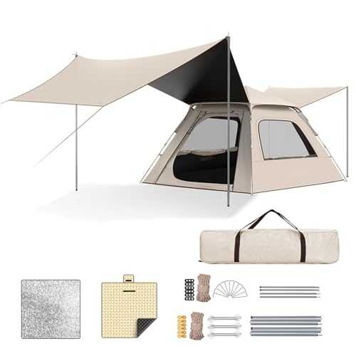 Tent for Camping, 4-9 Person Family Tent, 310 * 270cm Sunshade Canopy, Easy Setup Lightweight 2 Doors 2 Window, for Traveling, Beach, Camping, Hiking, Mountaineering,4-6People