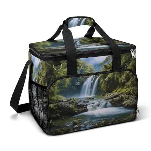 Large Cooler Bag, Waterfall Landscape Painting Print Cooler Bags,Beach Cooler Bag,Soft Cooler Bag for Picnic,Camping,& Beach Accessories