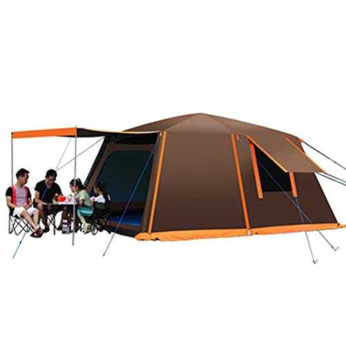 Dome Tent with Porch Automatic Pop Up Tent Sun Shelter Easy Set Up Double Layer Family Camping Tents with Carrying Bag for Outdoor Camping, Fishing, BBQ