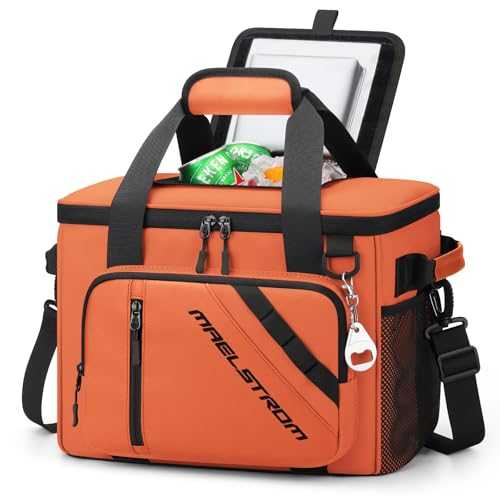 Maelstrom Cooler Bag, 30 Cans Beach Cooler, Large Leakproof Insulated Soft Cooler with Bottle Opener, Ice Chest, Portable Collapsible Cooler for Travel, Camping, Shopping