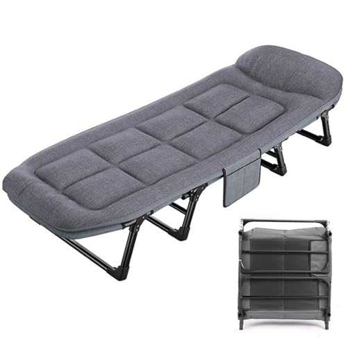 EFGETD Outdoor Folding Bed Portable Camping Cot Adult Single Lightweight Camp Beds for Sleeping Beach Backrest Nap Bed Chairs Travel(190cm)