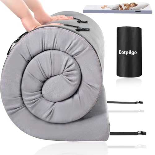 Dotpilgo Memory Foam Camping Mattress Pad Portable Roll Up Bed Mattress Topper Lightweight Sleep Mat Cot Mattress Pad Guest Bed for Adults Travel Car Camping with Removable Waterproof Cover Travel Bag