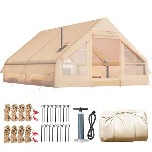 YOLENY Classic Inflatable Camping Tent for 6-12 Person, 4 Season Blow Up Tent with Mesh Windows & Pumps
