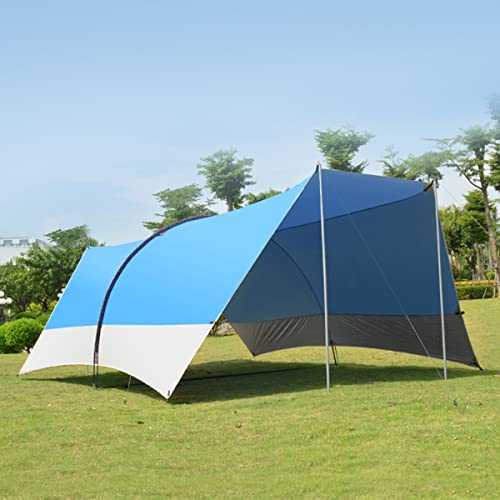 Outdoor Sun Shelter Beach Tent Canopy Sun Shade, Camping Sun Shelter Portable with Carrying Bag，for Trips, Fishing Or Grass Picnic-6 X 5.6 X 2.4m (Color : Brown)