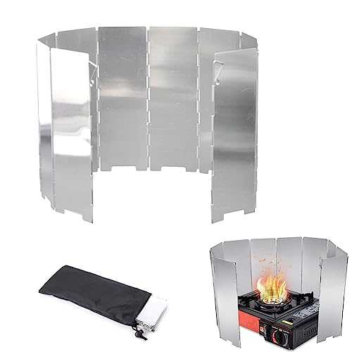 Stove Windscreen, Foldable Camp Stove Windscreen, Plates Aluminum Stove Windshield, Gas Stove Aluminum Folding Windshield Camping Burner Windshield for Camping Picnic, Backpacking, Cooking