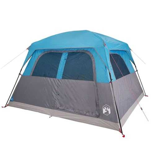 vidaXL 6-Person Family Tent Cabin - Spacious 310x200 cm Camping Shelter with Waterproof Polyester, Detachable Rainfly, and Mosquito Protection, Blue