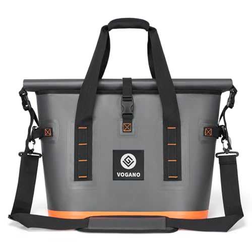 Vogano 40 Can Soft Cooler Bag - Insulated Leak-Proof Large Cooler Bag with Roll-Top Waterproof Seal | Portable Ice Chest for Camping, Beach, Travel, Picnics | 24HR Cold Retention (Dark Grey)