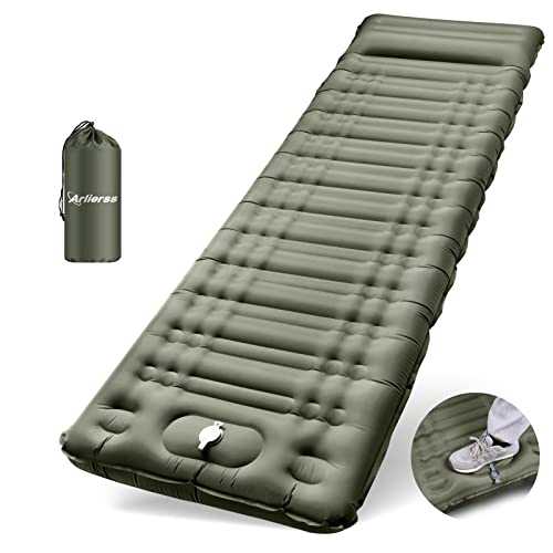 Arlierss Inflating Camping Mat, Ultralight Sleeping Pad with Pillow 12cm Waterproof Self Inflating Mattress Built-in Pump for Outdoor Backpacking Hiking Travelling