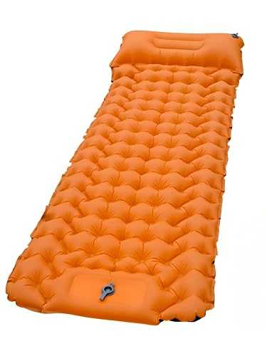 JAMIROWN Sleeping Pad Ultralight Inflatable Sleeping Pad for Camping, Built-in Pump Air Mat, Mattress for Camping, Hiking, Outdoor, Carry Bag, Portable Compact Air Mattress (Single, Orange)