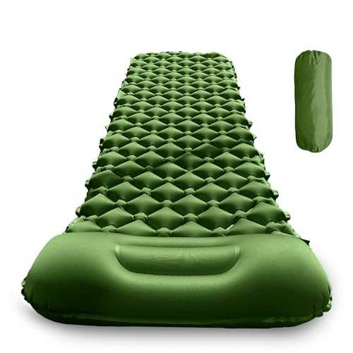 TREKY Inflatable Sleeping Camping Mat with Pillow - Ultralight, Waterproof, Compact & Portable Sleeping Pad for Backpacking, Travelling, Hiking