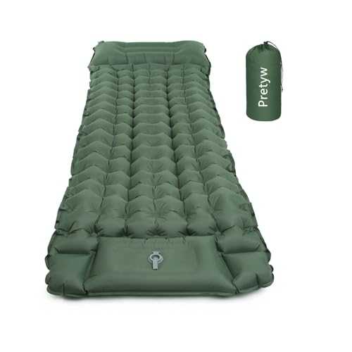 Pretyw Sleeping Pad for Camping - Ultralight Camping Mattress with Pillow, Built-in Foot Pump, Compact Self-Inflatable Portable Mat for Backpacking, Hiking, Car Traveling, Beach, Tent