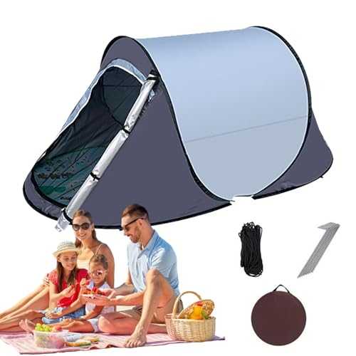 Pop Up Tent, Waterproof Outdoor Tent, 1-2 Person Sunscreen Shelter, Automatic Instant Setup, Camping, Hiking, and Traveling 218 x 104 x 100 cm, Blue Gray