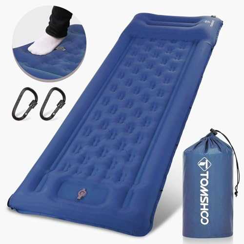 TOMSHOO Inflation Outdoor Mattress, Built-in Reinforcement for Comfort, Ultralight Sleeping Pad, Connectable for Double Bed, With Hook, Portable with Carry Bag, Ideal for Camping, Hiking (Blue)